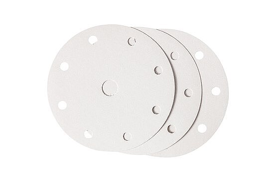 Bild 1 - Schleifscheiben mit Klettr�cken white Latexpapier Klett 8+1 Loch